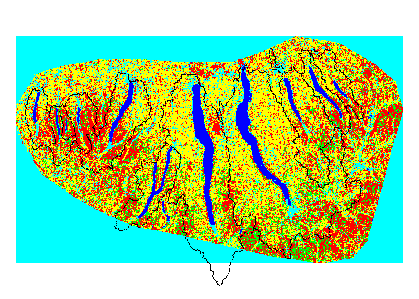 Overlaying Watershed Boundaries over Land Use Classification Map